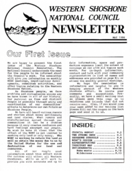 Western Shoshone Defense Project Newsletter, "Our First Issue," May 1986