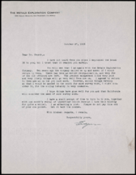 Letter to Dr. Church from Edgar A. Brown, Oct. 1923