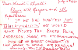 Correspondence between Mrs. C.W. Bressler-Pettis and Paul Laxalt, July 1980