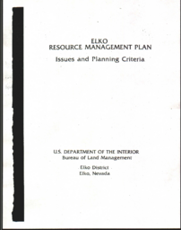 Elko management plan, issues and planning criteria part 2