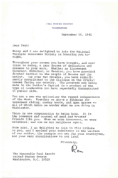 Correspondence from Ronald Reagan to Paul Laxalt, September 1981