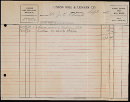 Receipt from Union Mill and Lumber Co.
