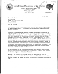 Bureau of Land Management response, commission letter regarding Badlands temporary non-renewable application