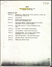 Modoc-Washoe Environmental Tour Agenda, Sept. 24-26, 1986