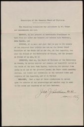 Letter to Nancy Elnora Sparks; resolution signed by John J. Sullivan regarding the death of John Sparks