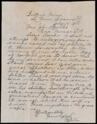 Letter to Nancy Elnora Sparks from nephew C. E. Bull