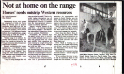 Newspaper clipping, "Not at home on the range: Horses' needs outstrip Western resources"