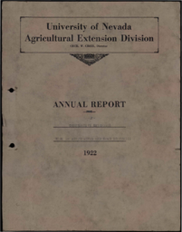 Annual Report of Cooperative Extension Work in Agriculture and Home Economics, State of Nevada, Fiscal Year 1921-1922