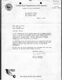 Bureau of Land Management claimed horses letter