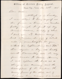 Letter from Henry R. Mighels to Nellie Verrill, December 31, 1865