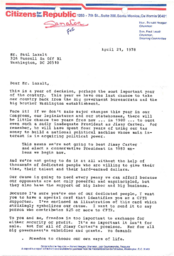 Newsletter sent out by Citizens for the Republic, April 1978