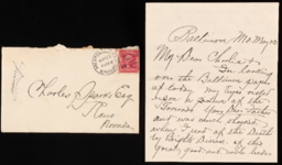 Letter and envelope to Charles M. Sparks from A. Roy Bevans