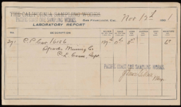 Laboratory report for Sparks Mining Co.