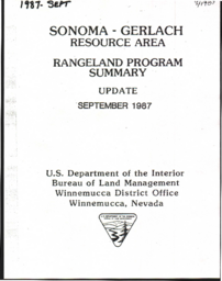 Sonoma-Gerlach resource area rangeland program summary update