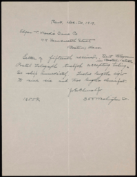 Letter to Edgar T. Ward's Sons Co. from Dr. Church