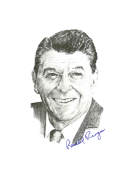 Portrait by Alfred Danepinto of Ronald Reagan, circa late 1970s