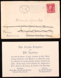 Invitation and envelope to Leland J. Sparks from The Alpha Chapter of Phi Epsilon 