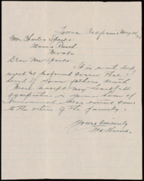 Letter to Charles M. Sparks from E. W. Hunt
