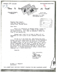 Correspondence between William Loeb and Paul Laxalt, September 5, 1975
