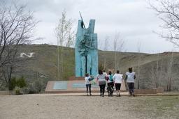 Participants arriving at monument