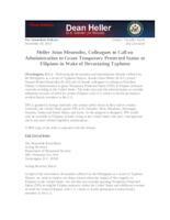 Heller Joins Menendez, Colleagues to Call on Administration to Grant Temporary Protected Status to Filipinos in Wake of Devastating Typhoon