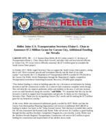 Heller Joins U.S. Transportation Secretary Elaine L. Chao to Announce $7.5 Million Grant for Carson City, Additional Funding for Nevada