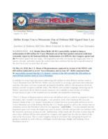 Heller Keeps Yucca Mountain Out of Defense Bill Signed Into Law Today