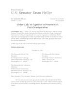 Heller Letter Urges Affordable Gas Prices