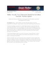 Heller Nevada, Yucca Mountain Should Not be Fallout from the Nuclear Option