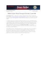 Heller Praises House Passage of Fernley Lands Bill