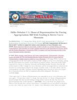 Heller Rebukes U.S. House of Representatives for Passing Appropriations Bill With Funding to Revive Yucca Mountain