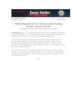 Heller Responds to FAA Announcement Naming Nevada a Drone Test Site