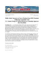 Heller Seeks Answers on Yucca Position from DOE Nominee Following Committee Vote