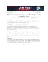 Heller Short Term Unemployment Benefits Needed for Immediate Relief