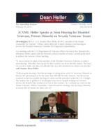 Heller Speaks at Joint Veterans, Speaks with Veterans Affairs Secretary Eric Shinseki