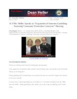 Heller Statement at Online Gaming Hearing