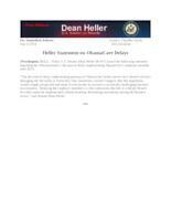 Heller Statement on Administration Delays to Implementing ObamaCare