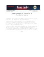 Heller Statement on Anniversary of Pearl Harbor Attacks