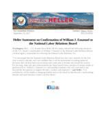 Heller Statement on Confirmation of William J. Emanuel to the National Labor Relations Board