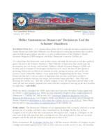 Heller Statement on Democrats' Decision to End the Schumer Shutdown