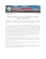 Heller Statement on New U.S. Department of Veterans Affairs' Suicide Data