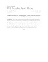 Heller Statement on Nomination of Chuck Hagel