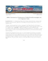 Heller Statement on Nomination of Judge Brett Kavanaugh to the U.S. Supreme Court