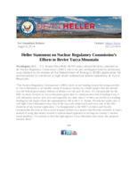 Heller Statement on Nuclear Regulatory Commission's Efforts to Revive Yucca Mountain