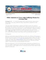 Heller Statement on Texas Judge Nullifying Obama-Era Overtime Rule