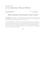 Heller Statement on the Passing of Tyrone Woods