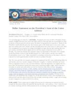 Heller Statement on the President's State of the Union Address