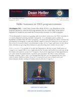 Heller Statement on TRIA program extension