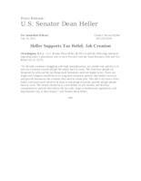 Heller Supports Tax Relief, Job Creation