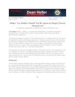 Heller Tax Dollars Should Not Be Spent on Deeply Flawed ObamaCare